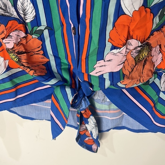 ANTHROPOLOGIE MAEVE Elan Scarf Floral Print Tie Front Blouse Size 8 - Picture 6 of 16